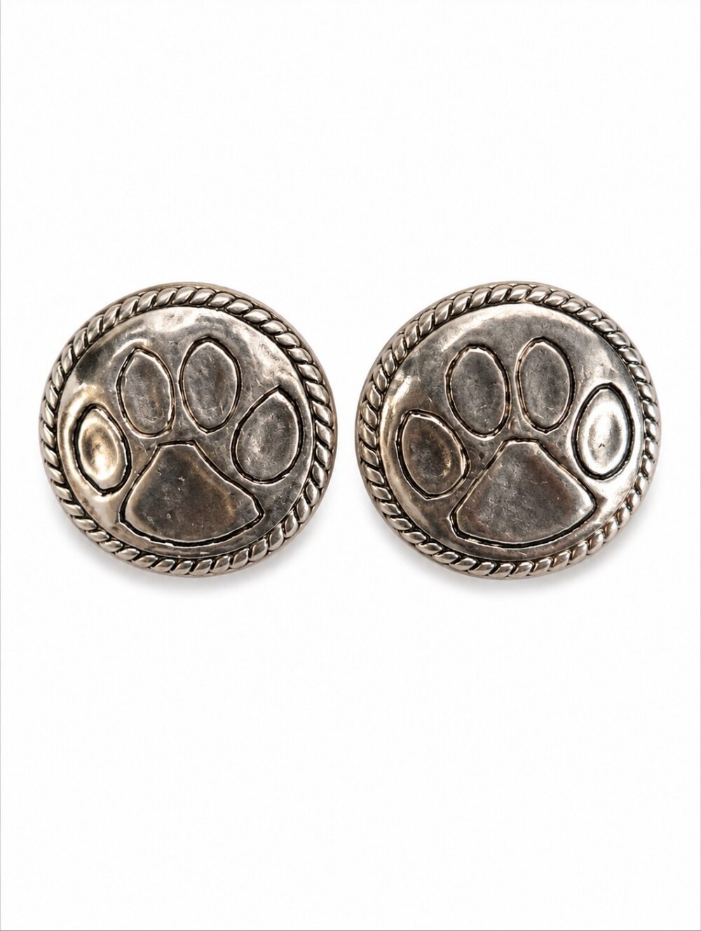 VTG BEST Paw Print Round Clip-on Earrings